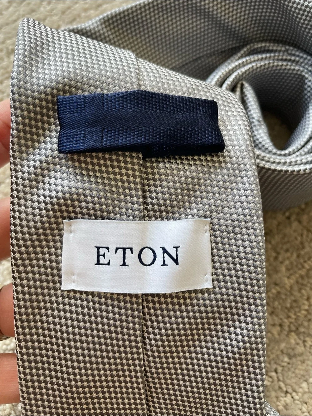 Eton Grey and White Silk Tie
